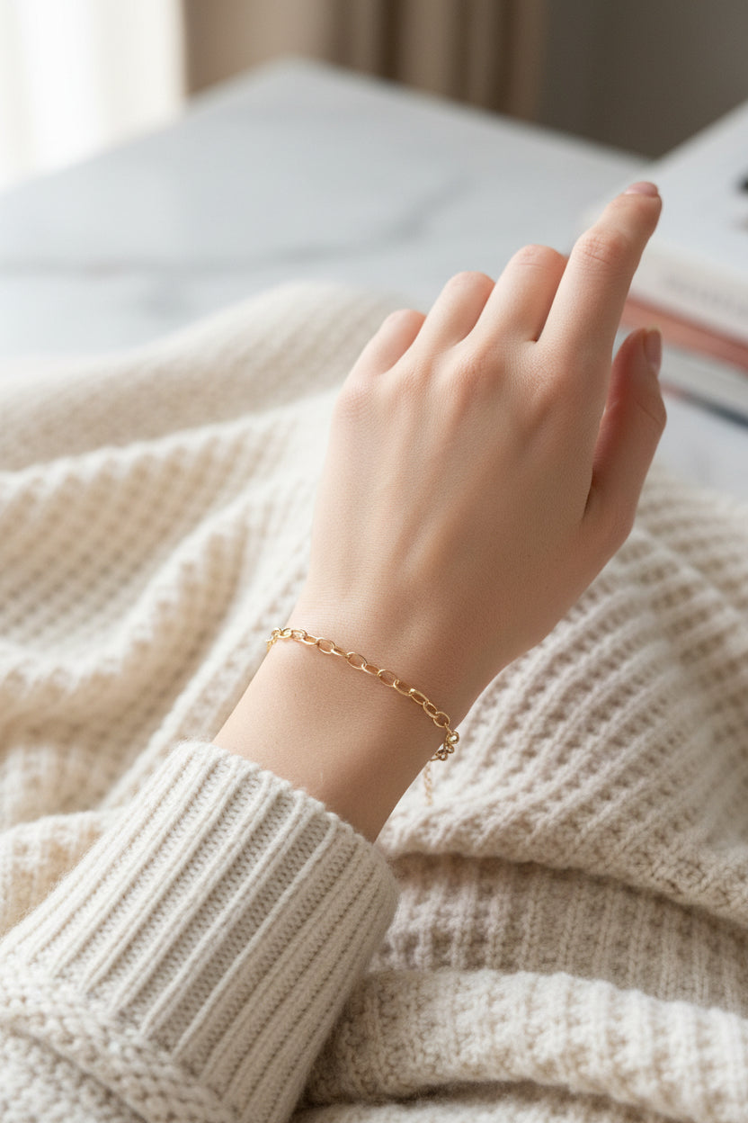 Rose open cable link bracelet