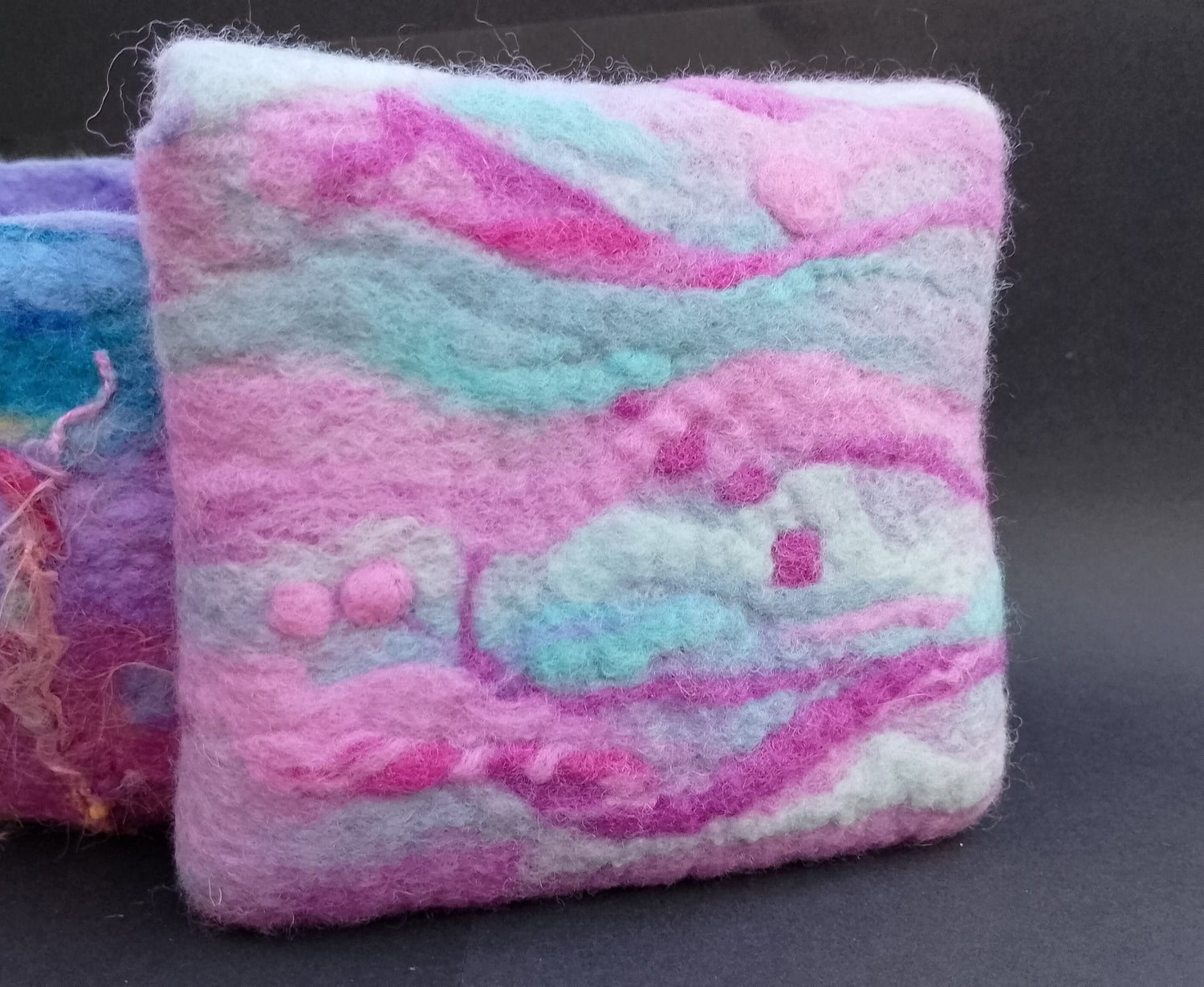 Teal and pink clutch purse