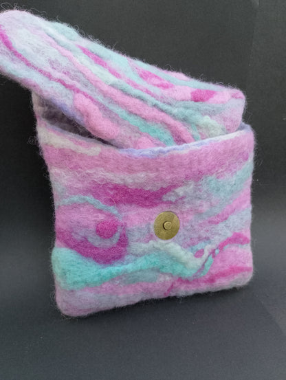 Teal and pink clutch purse